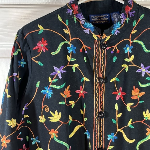 EXC Embroidered Jacket Vintage Embellished Floral Women’s Petite PL Cotton - Picture 5 of 16